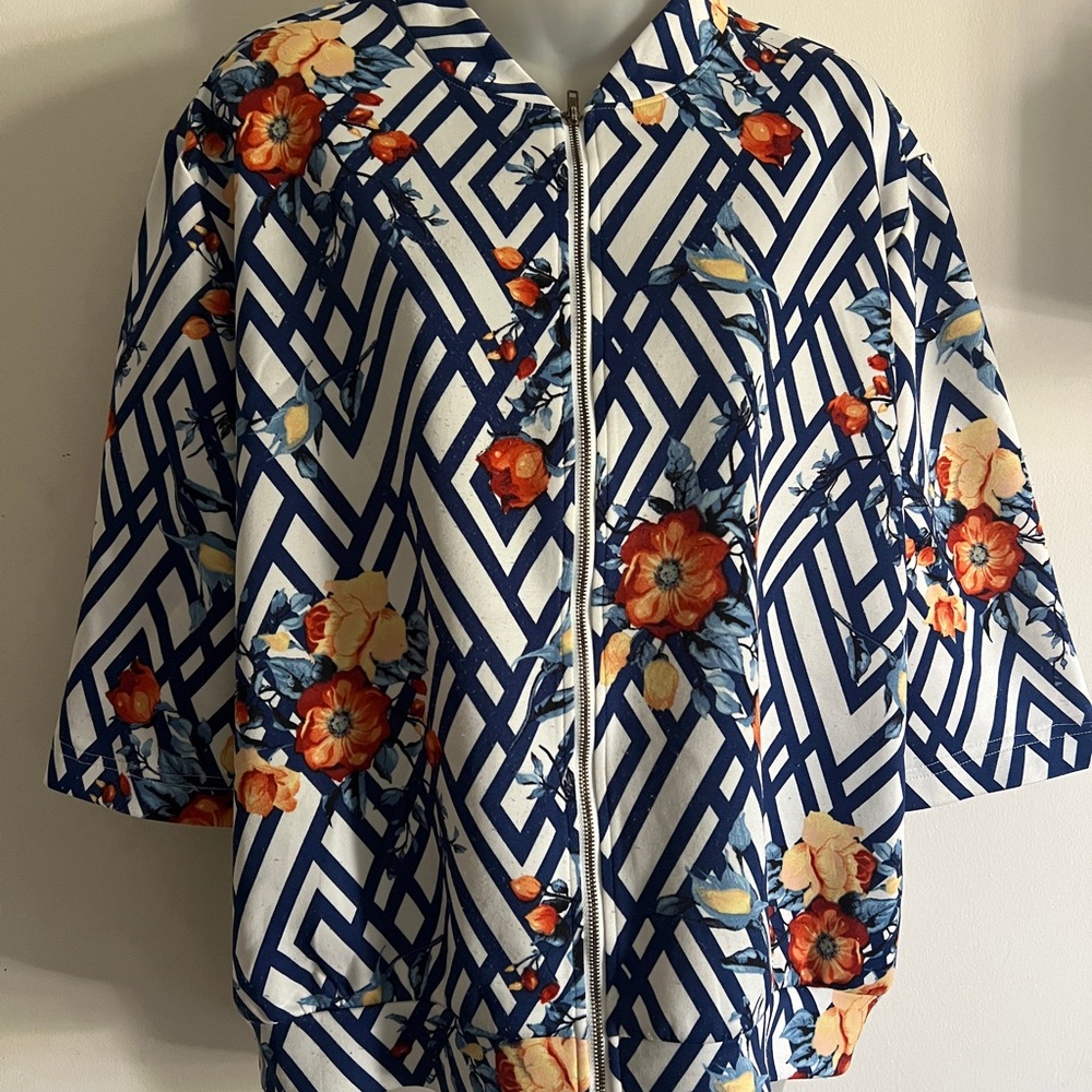 Navy Floral Women's Bomber Jacket